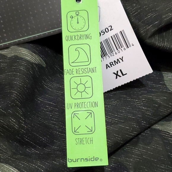 BURNSIDE MAN'S SWIM TRUNKS, Sz XL, GREEN/ARMY, NEW - Picture 11 of 12